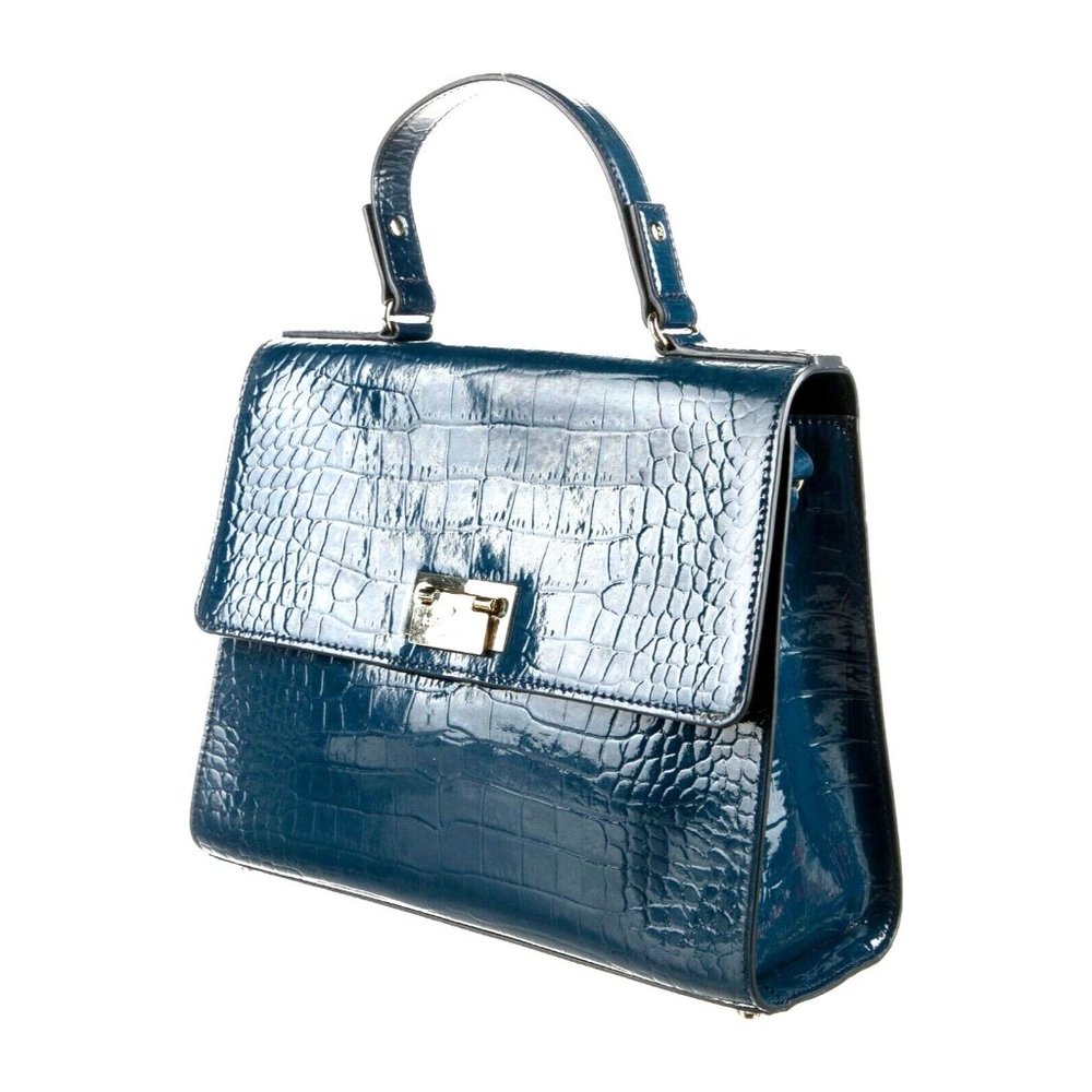 Kate Spade Shiny Blue Embossed Satchel